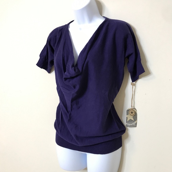 Converse One Star Purple Short Sleeve Batwing Top - Picture 2 of 8